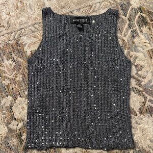Ellen Tracy Glittering Silver Tank Top